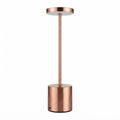 Cordless LED Table Lamp, Rechargeable Modern Minimalist Touch Control Desk Lamp with Rose-Gold Metallic Finish, Portable Ambient Light for Living Room, Bedroom, and Dining Table
