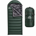 Coku Premium Camping Sleeping Bag, Up to 7.2 ft with Faux Fur Lining, Hooded Design, Lightweight & Compact with Fits Users Sleeping Bag (-5°C to +5°C) for Camping, Hiking & Travel (Green)