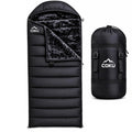 Coku Premium Camping Sleeping Bag, Up to 7.2 ft with Faux Fur Lining, Hooded Design, Lightweight & Compact with Fits Users Sleeping Bag (-5°C to +5°C) for Camping, Hiking & Travel (Black)