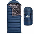 Coku Premium Camping Sleeping Bag, Up to 7.2 ft with Faux Fur Lining, Hooded Design, Lightweight & Compact with Fits Users Sleeping Bag (-5°C to +5°C) for Camping, Hiking & Travel (Blue)