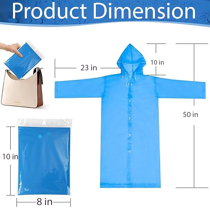 coku Waterproof Raincoat for Men & Women with Hood, lightweight long reusable rainwear, plastic rain jacket designed for travel, riding, outdoor use (Universal Size,1 Pc, Random Color)