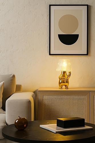 Coku Mini Golden Man Figurine, Modern LED Table Lamp, Creative Figurine Desk Lights, for Home Decor, Living Room, Bedroom, Office, Bedside Lamps, Side Tables, Home Decoration (Set of 3)