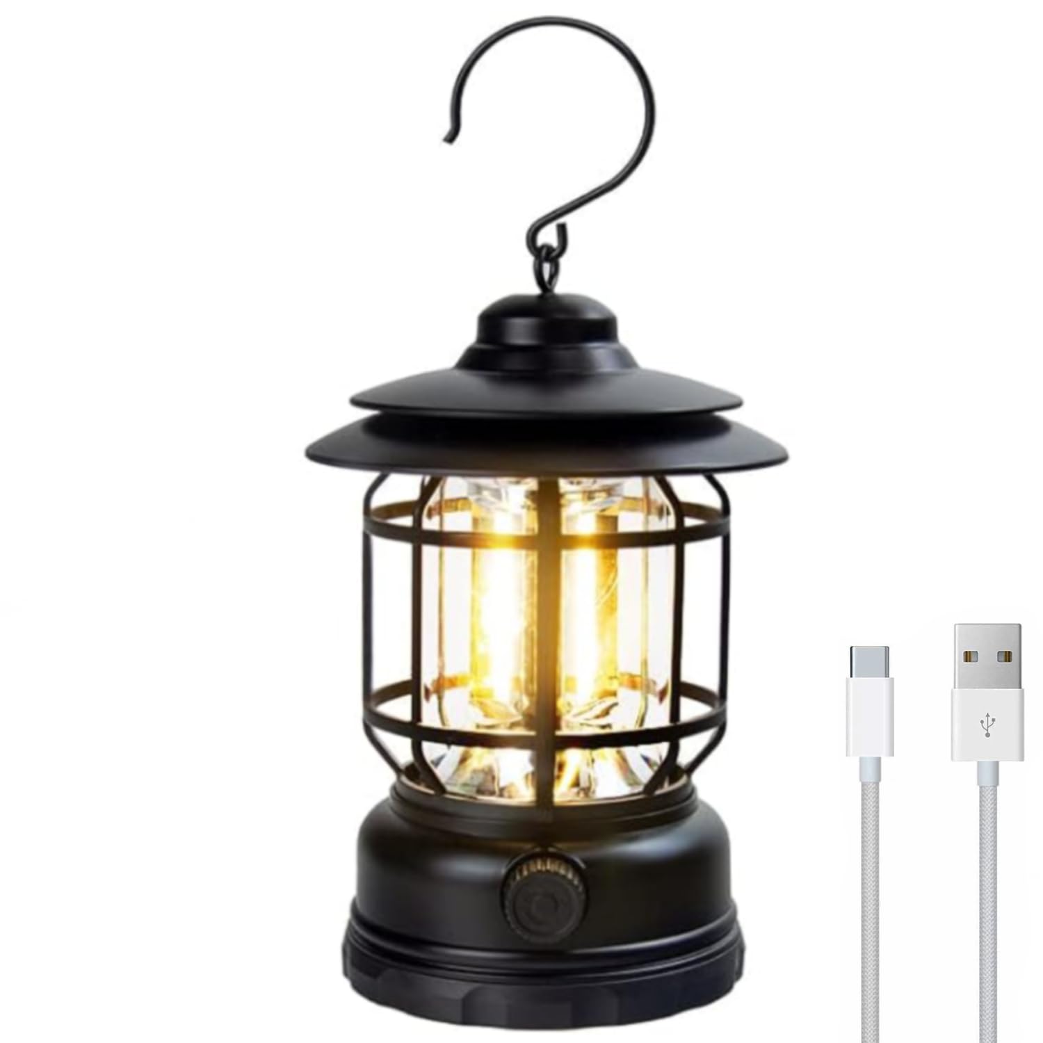 Coku Rechargeable LED Camping Lanterns – USB Powered Outdoor Lights, Waterproof & Dimmable Flashlight with Hook, Lightweight, Ideal for Camping Hiking Emergency Garden & Home