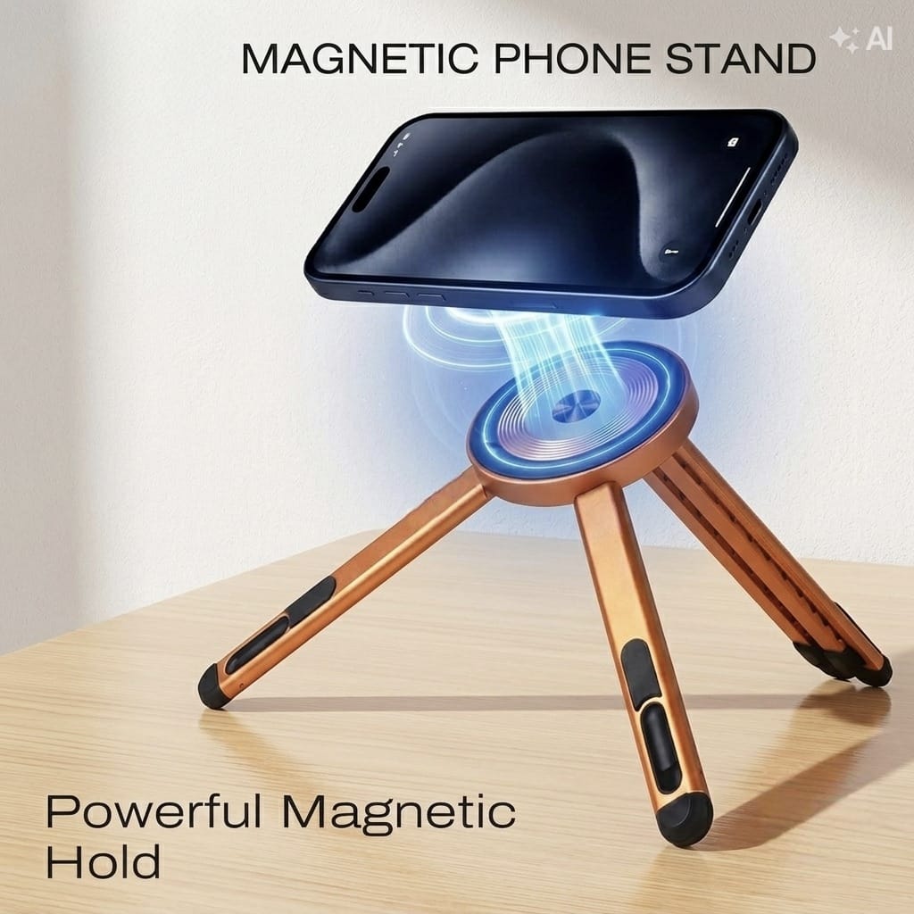 Coku 5-in-1 Portable Foldable Laptop Stand, Aluminum Alloy Adjustable Height Stand with Magnetic Phone Holder for MacBook, Tablets & Smartphones, Travel-Friendly Stand