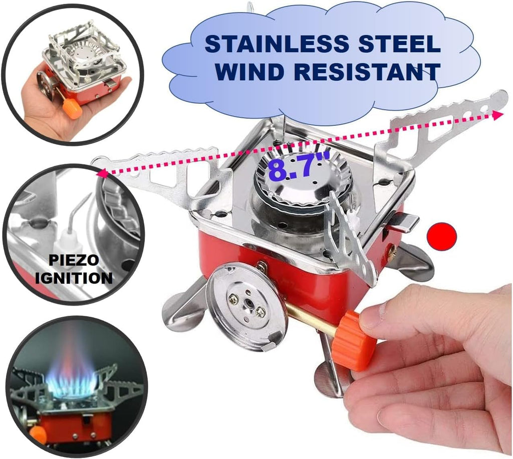 Coku Portable Camping Gas Stove with Cylinder Mini Powerful Butane Gas for Travelling Portable Lightweight Burner for Emergency Use, Hiking, Outdoor Travel Stove