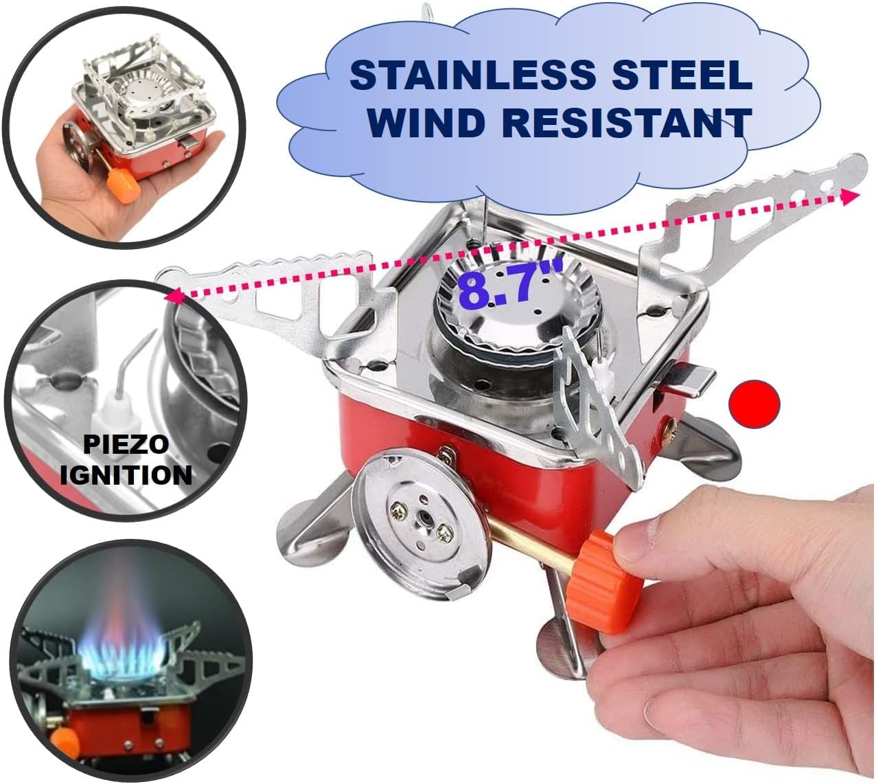 Coku Portable Camping Gas Stove with Cylinder Mini Powerful Butane Gas for Travelling Portable Lightweight Burner for Emergency Use, Hiking, Outdoor Travel Stove
