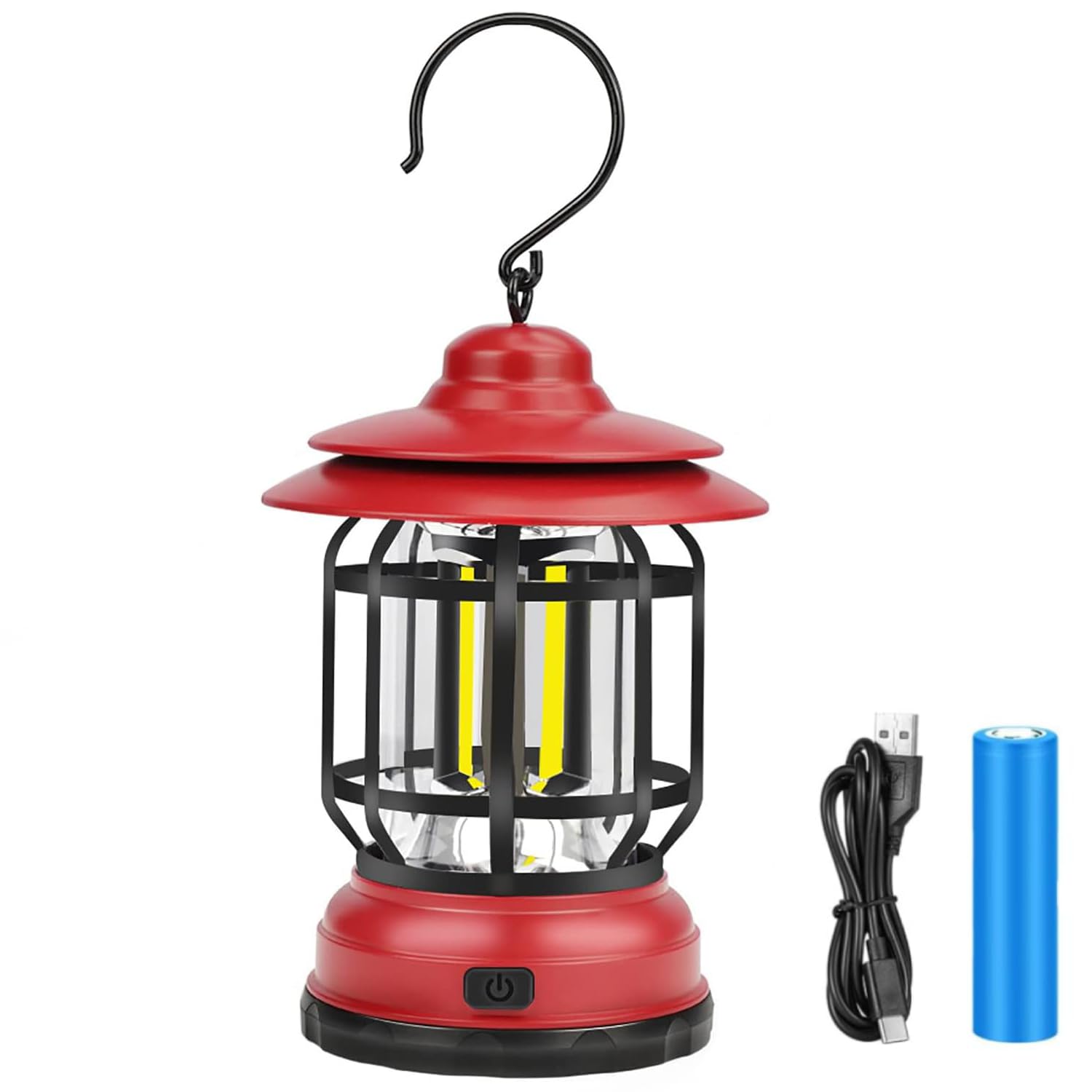 Coku Rechargeable LED Camping Lanterns – USB Powered Outdoor Lights, Waterproof & Dimmable Flashlight with Hook, Lightweight, Ideal for Camping Hiking Emergency Garden & Home