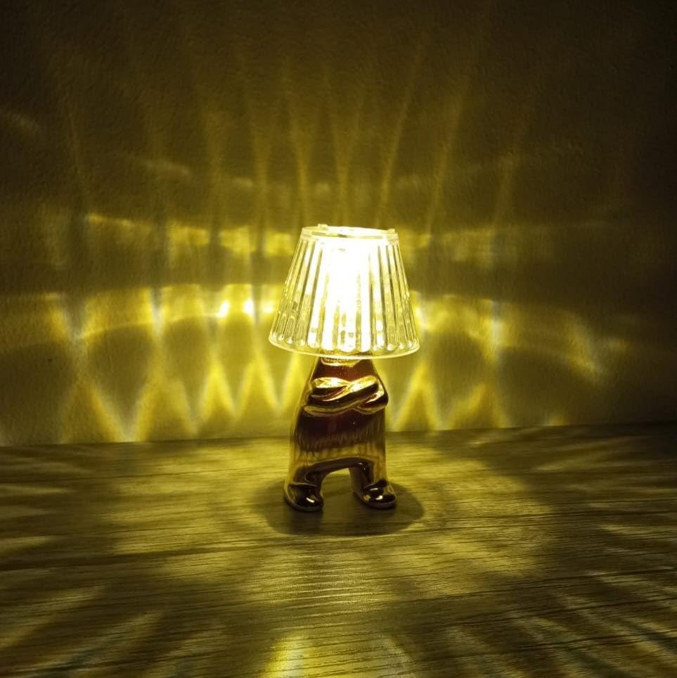 Coku Mini Golden Man Figurine, Modern LED Table Lamp, Creative Figurine Desk Lights, for Home Decor, Living Room, Bedroom, Office, Bedside Lamps, Side Tables, Home Decoration (Set of 3)