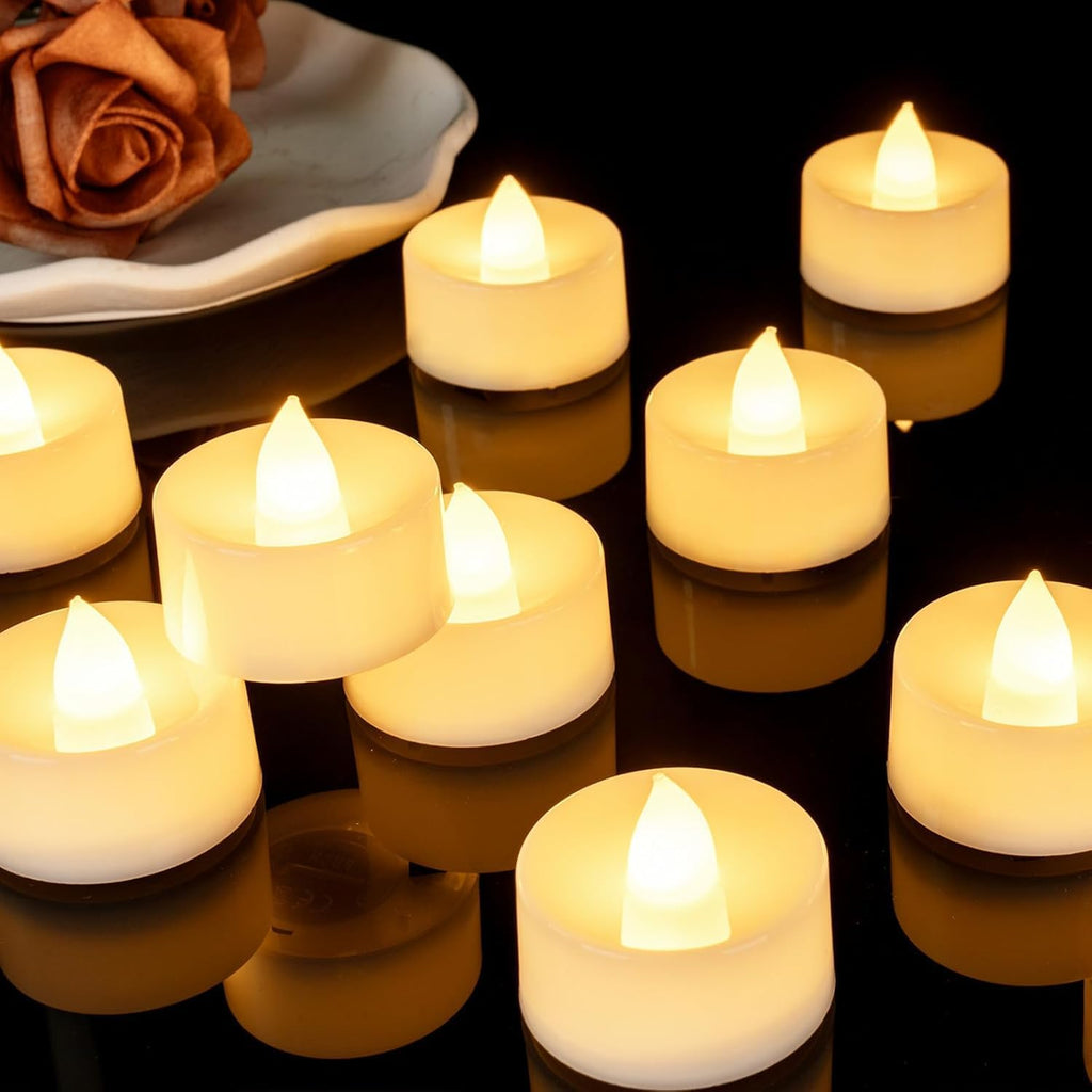 Coku Flameless LED Tealight Candles Smokeless Battery Operated Non-Flickering Tea Lights, Electric Decorative Candle for Diwali, Wedding, Christmas, Gifting & Home Decoration (Warm White)