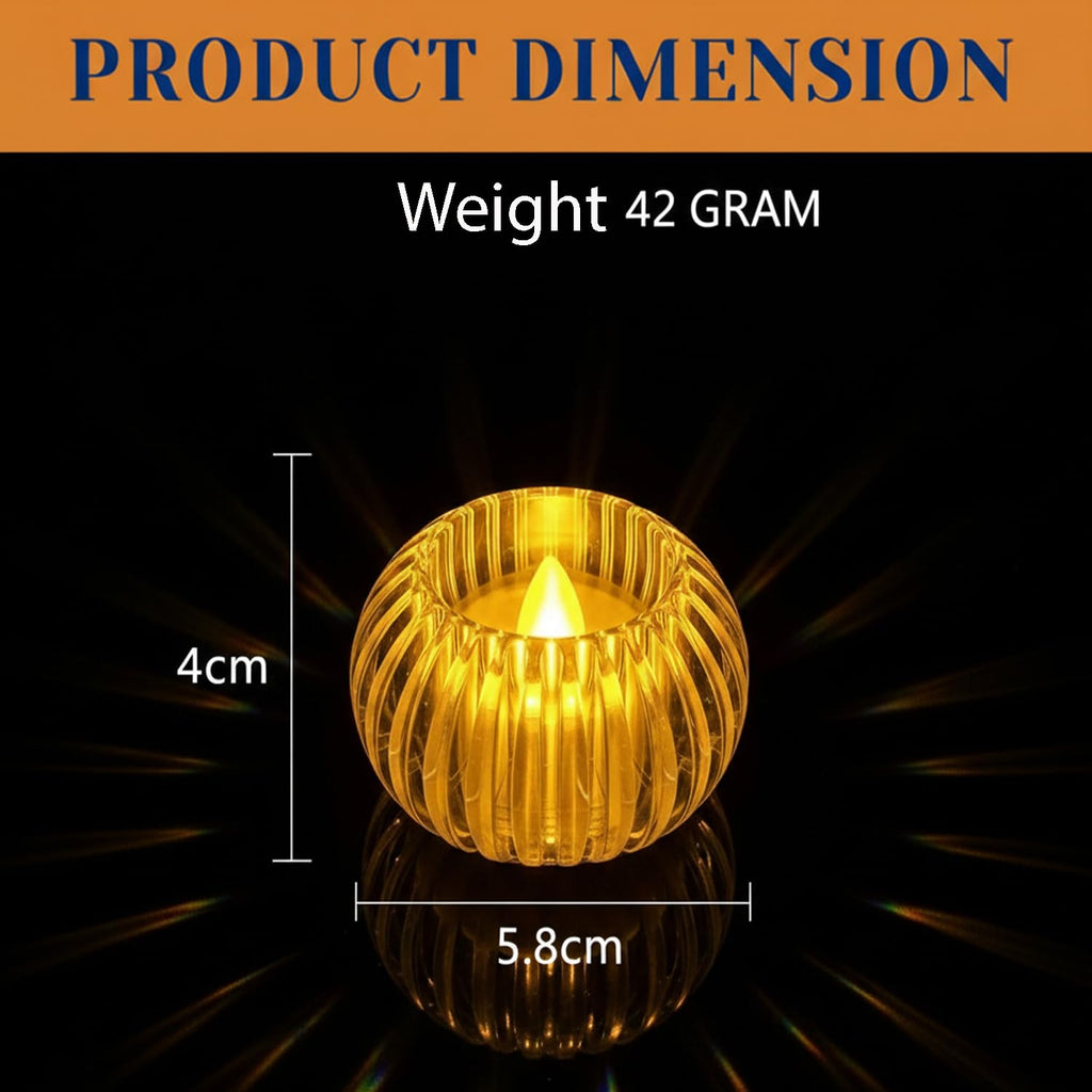 coku LED Gear Pumpkin Flameless LED Candle Light | Mini Transparent Battery Operated LED Pumpkin Candle for Diwali, Wedding, Party, Birthday, Festival & Home Decor