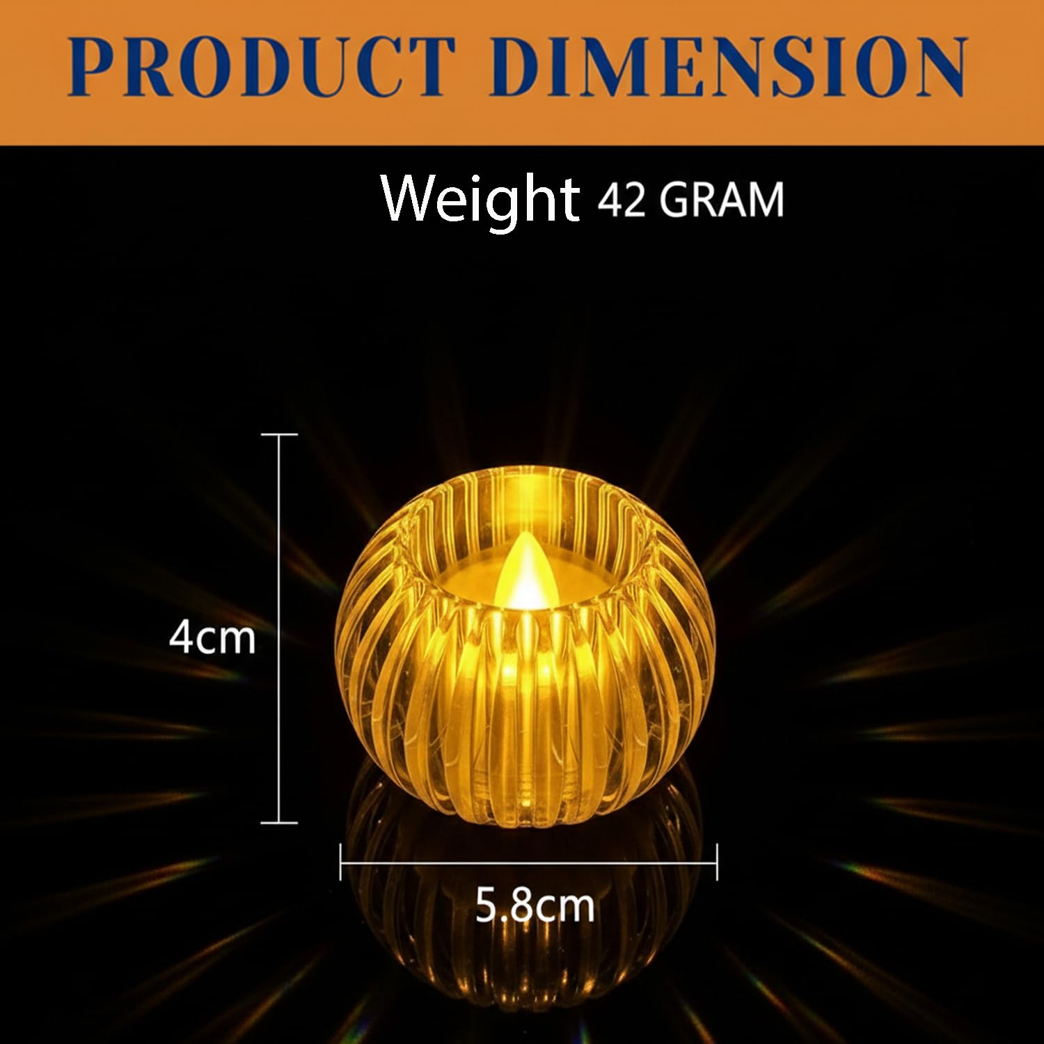 coku LED Gear Pumpkin Flameless LED Candle Light | Mini Transparent Battery Operated LED Pumpkin Candle for Diwali, Wedding, Party, Birthday, Festival & Home Decor