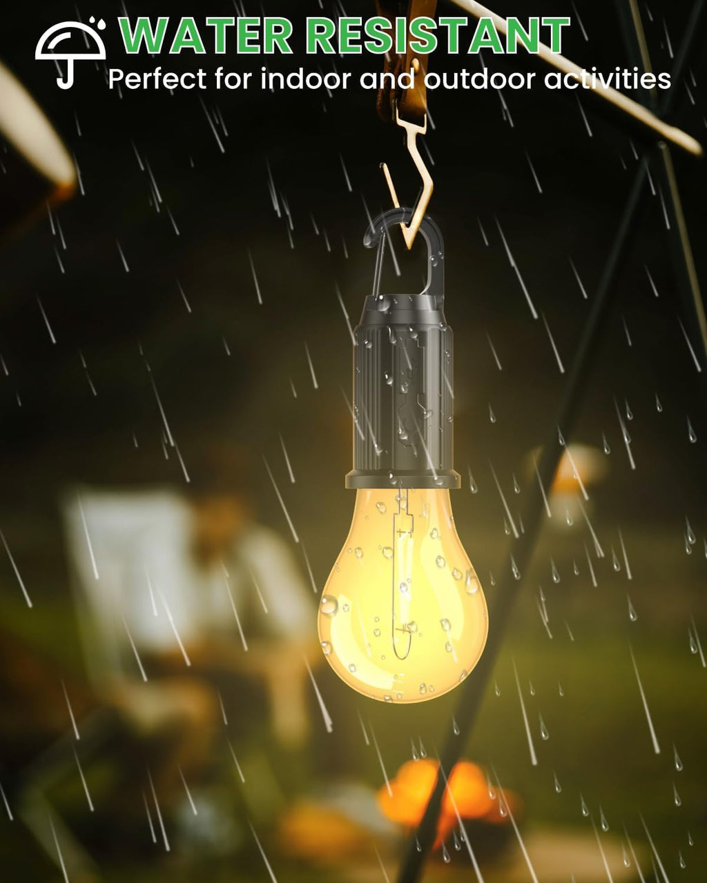 Coku Solar Powered Rechargeable Emergency LED Light Bulb, Portable Waterproof Hanging Camping Lantern with 3 Modes & USB Charging, Outdoor Tent Lights for Hiking, Car, Household, Traveling