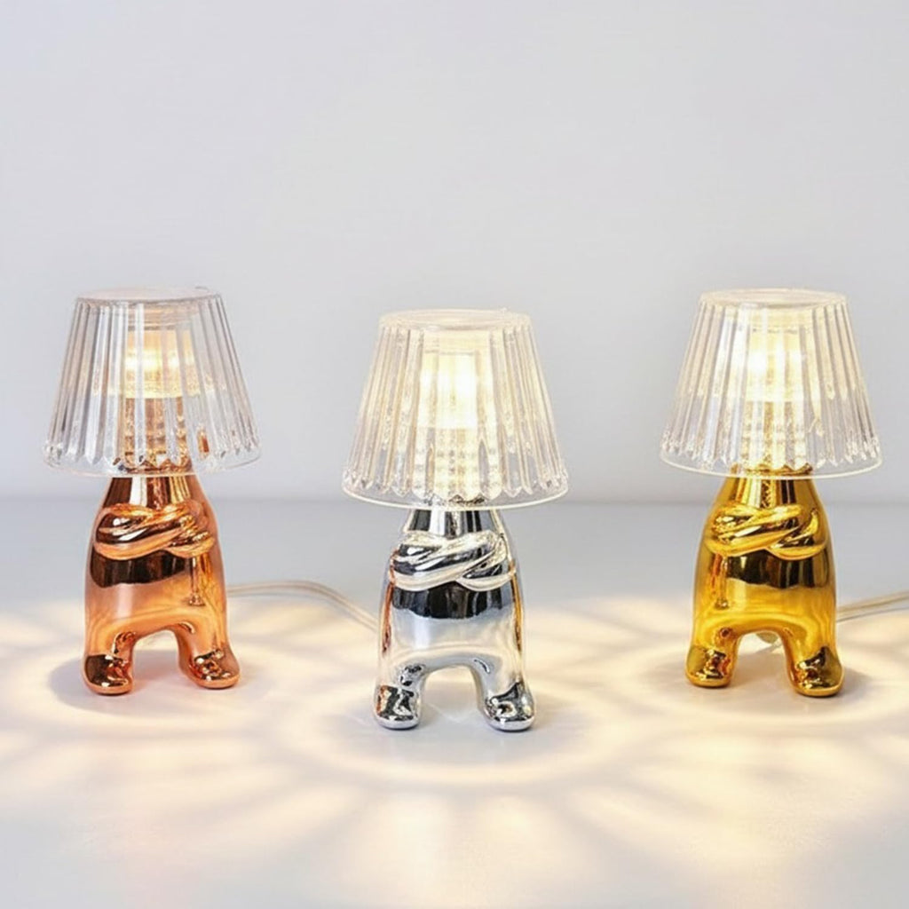 Coku Mini Golden Man Figurine, Modern LED Table Lamp, Creative Figurine Desk Lights, for Home Decor, Living Room, Bedroom, Office, Bedside Lamps, Side Tables, Home Decoration (Set of 3)