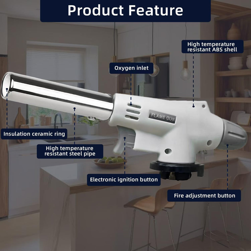 Coku 1 Pcs Professional Butane Torch Head – Adjustable Flame Culinary Blow Torch for Cooking, Creme Brulee, Sous Vide, BBQ, Baking, Camping & Welding – Refillable Gas Torch (Butane Not Included)
