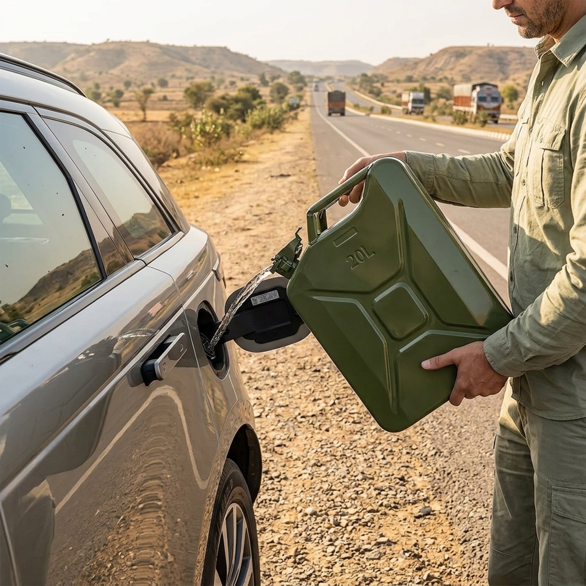 JSTBUY LABEL 20L Metal Jerry Can for Fuel, Petrol, Diesel & Water | Heavy Duty Leakproof Steel Fuel Can with Locking Cap | Rust Resistant Military Style Portable Oil Storage Container | Olive Green