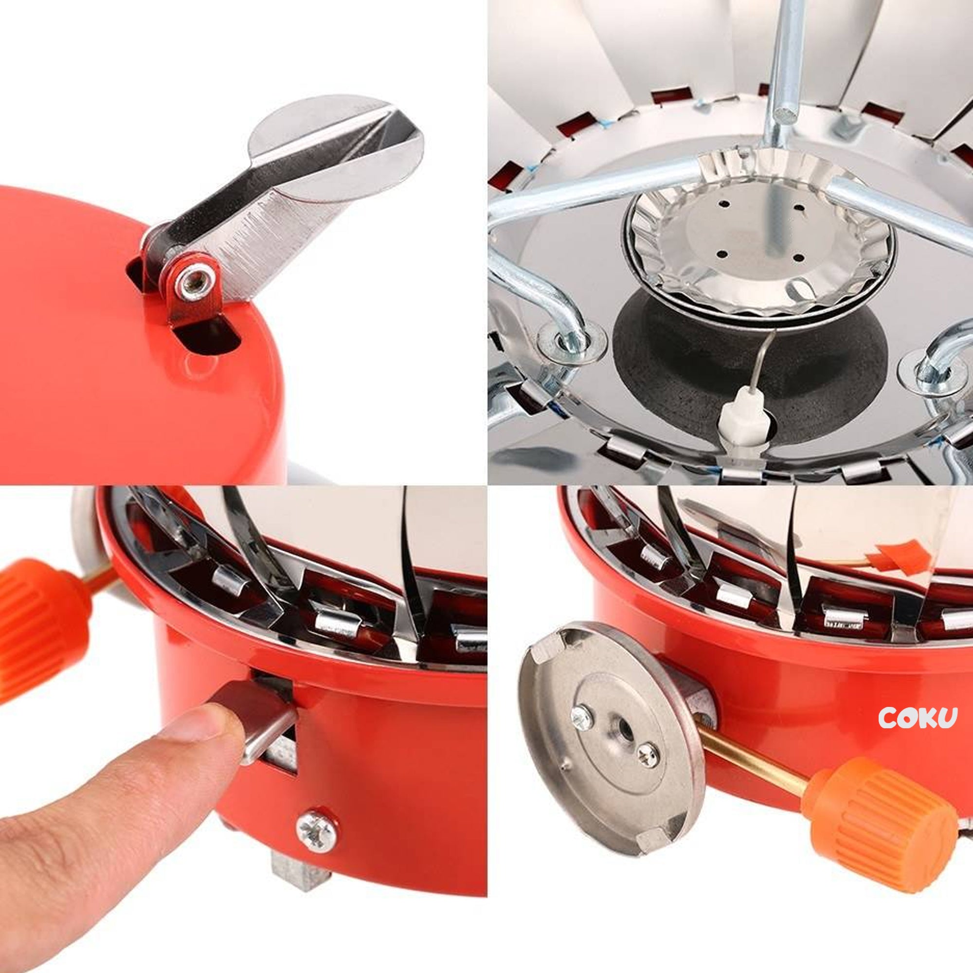 Coku Windproof Camping Gas Stove, Portable Lotus Shape Burner, Stainless Steel, Foldable Lightweight for Hiking, Trekking, Picnic, BBQ and Fishing