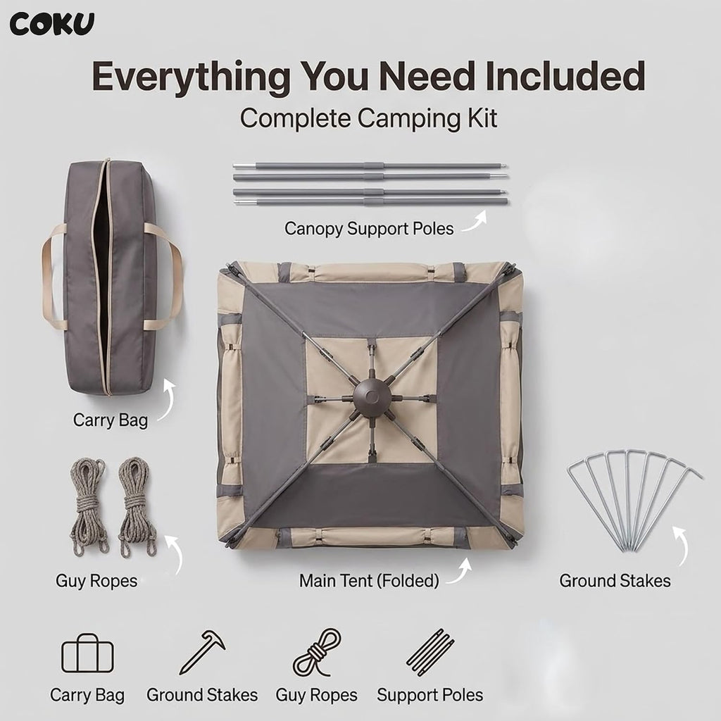 Coku Automatic Camping | Instant Pop-Up Setup | Waterproof Outdoor Tent with UV Protection, Lightweight Portable Tent for Camping, Hiking, Trekking, Beach & Outdoor Travel