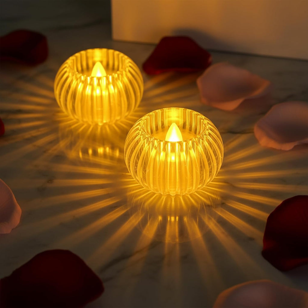 coku LED Gear Pumpkin Flameless LED Candle Light | Mini Transparent Battery Operated LED Pumpkin Candle for Diwali, Wedding, Party, Birthday, Festival & Home Decor