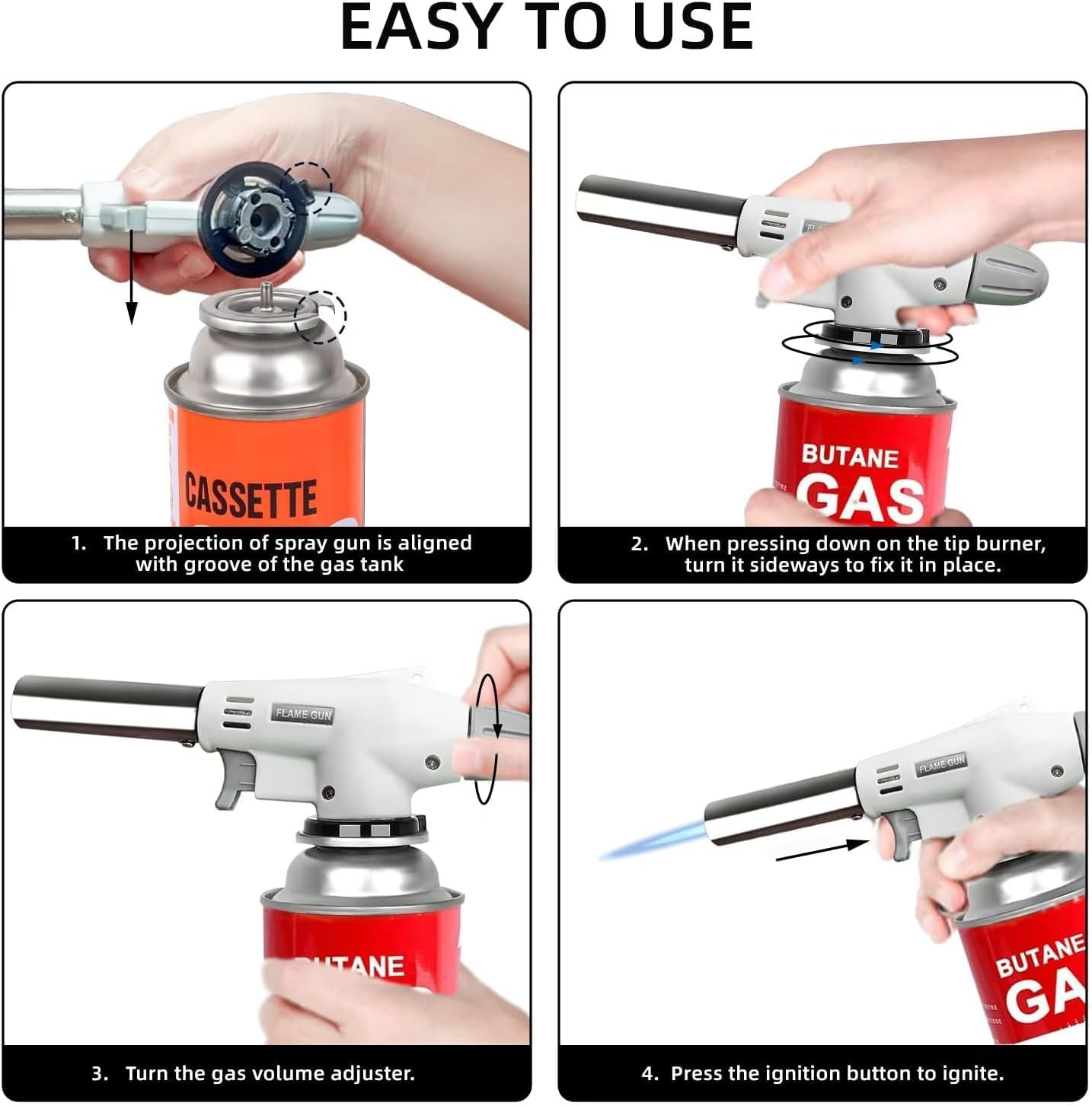 Coku 1 Pcs Professional Butane Torch Head – Adjustable Flame Culinary Blow Torch for Cooking, Creme Brulee, Sous Vide, BBQ, Baking, Camping & Welding – Refillable Gas Torch (Butane Not Included)