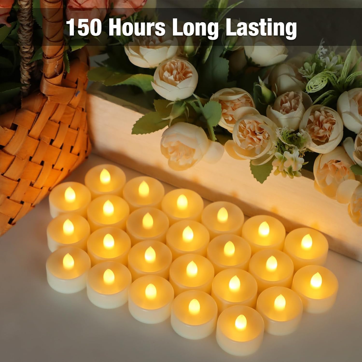 Coku Flameless LED Tealight Candles Smokeless Battery Operated Non-Flickering Tea Lights, Electric Decorative Candle for Diwali, Wedding, Christmas, Gifting & Home Decoration (Warm White)