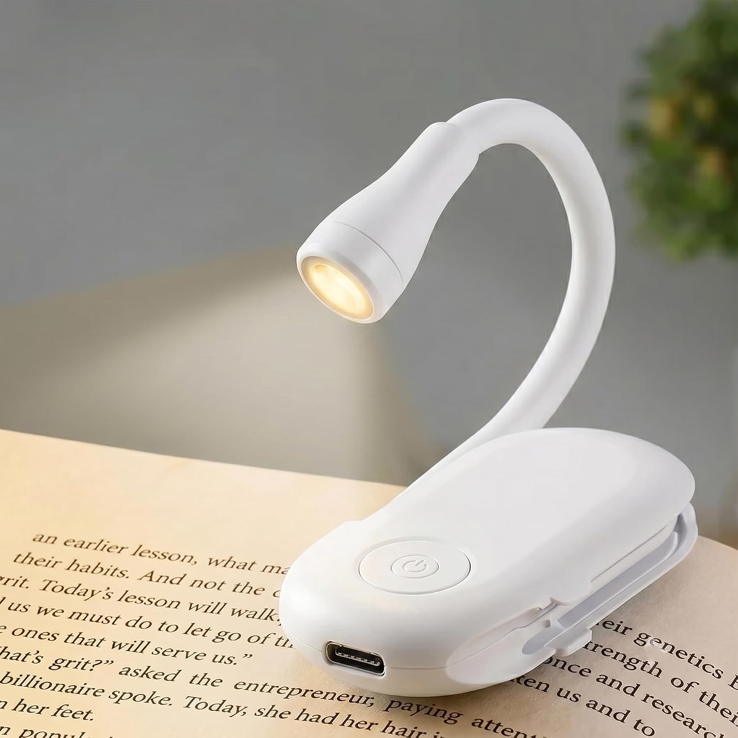Coku Rechargeable LED Book Light for Reading at Night, Clip-On Reading Lamp with 3 Color Modes, Adjustable Brightness, USB Type-C Charging, 360° Flexible Gooseneck for Books, Bed, Study & Travel