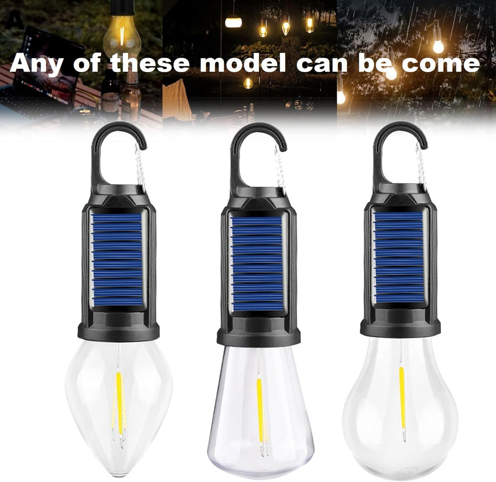 Coku Solar Powered Rechargeable Emergency LED Light Bulb, Portable Waterproof Hanging Camping Lantern with 3 Modes & USB Charging, Outdoor Tent Lights for Hiking, Car, Household, Traveling