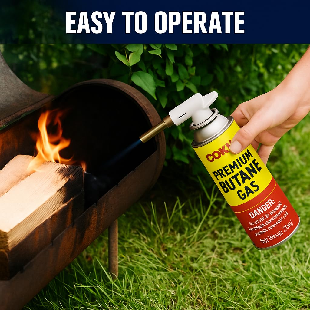 Coku Butane Gas Refill Canisters 250g - Portable Butane Fuel for Camping Stove, Gas Burner, BBQ, Kitchen, Outdoor Cooking, Travel & Picnic – Compatible with Butane Gas Stove