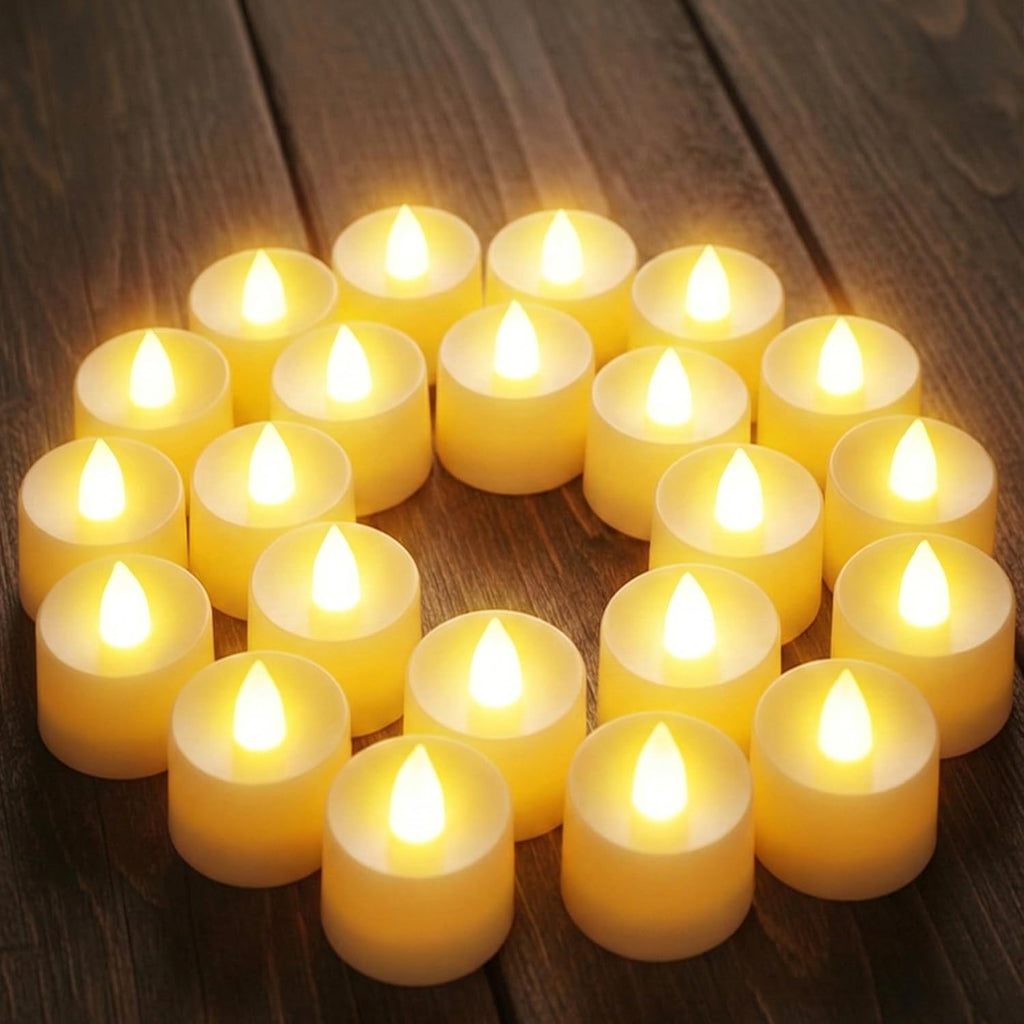 Coku Flameless LED Tealight Candles Smokeless Battery Operated Non-Flickering Tea Lights, Electric Decorative Candle for Diwali, Wedding, Christmas, Gifting & Home Decoration (Warm White)