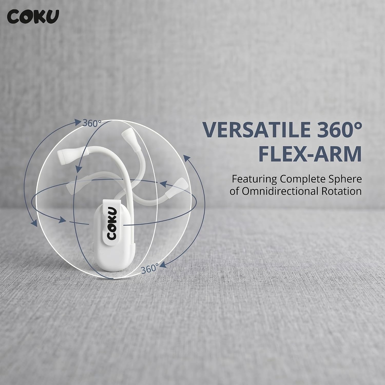 Coku Rechargeable LED Book Light for Reading at Night, Clip-On Reading Lamp with 3 Color Modes, Adjustable Brightness, USB Type-C Charging, 360° Flexible Gooseneck for Books, Bed, Study & Travel