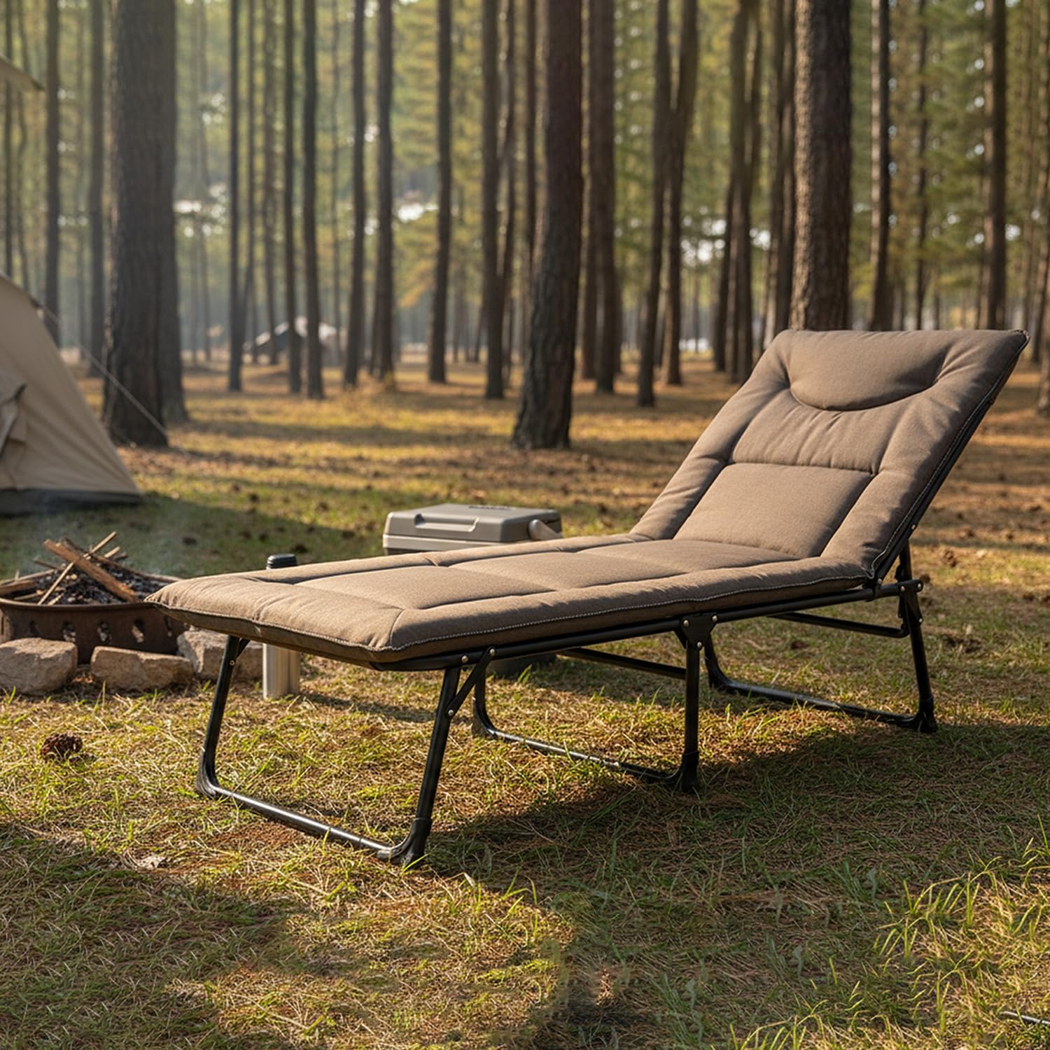 Coku Adjustable Folding Recliner Positions Bed 5-in-1 for Adults, Heavy Duty Portable Sleeping Cot with Reinforced Metal Frame, 150kg Capacity for Home, Office, Guest Room, Camping, Travel & Outdoor