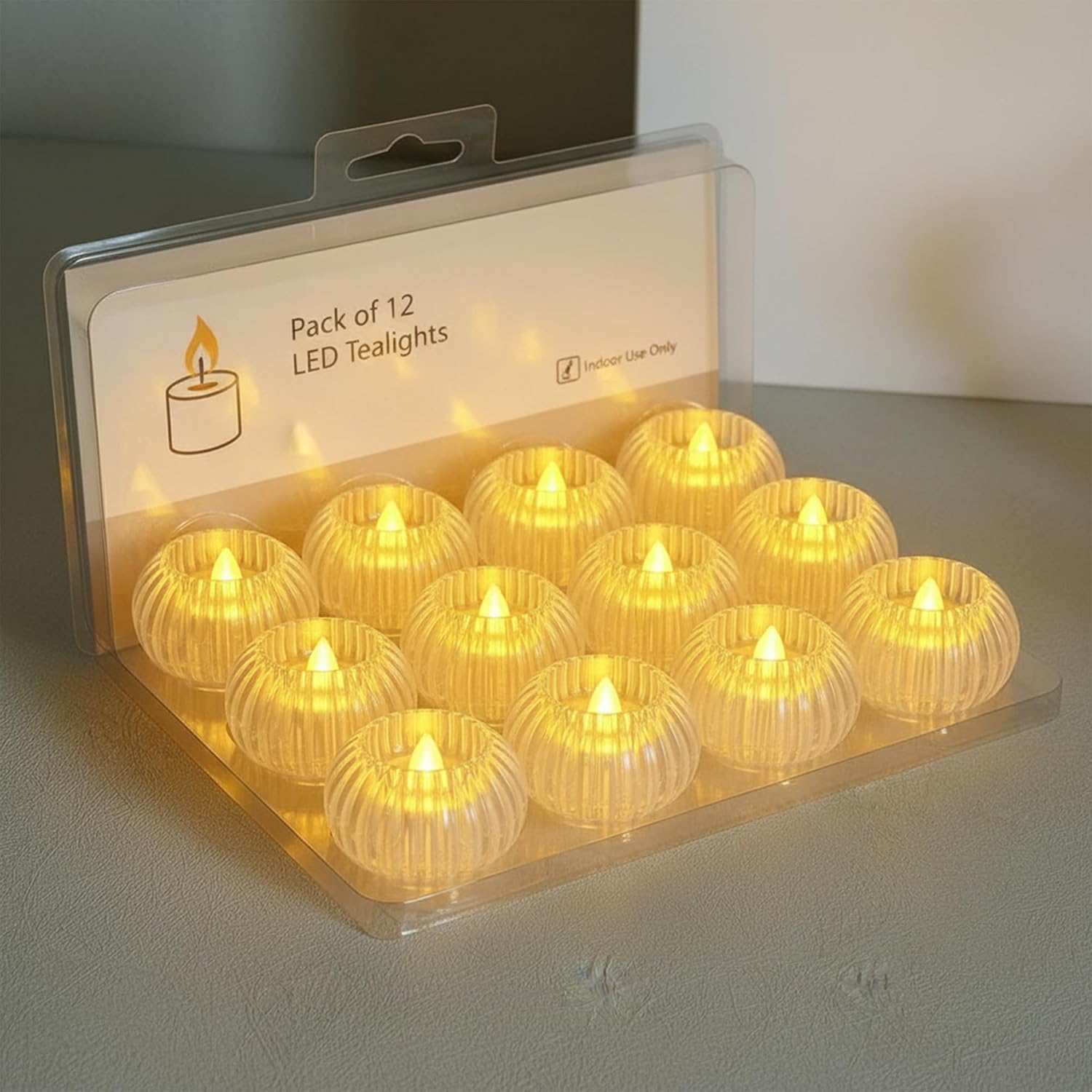 coku LED Gear Pumpkin Flameless LED Candle Light | Mini Transparent Battery Operated LED Pumpkin Candle for Diwali, Wedding, Party, Birthday, Festival & Home Decor