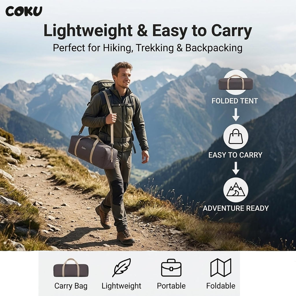 Coku Automatic Camping | Instant Pop-Up Setup | Waterproof Outdoor Tent with UV Protection, Lightweight Portable Tent for Camping, Hiking, Trekking, Beach & Outdoor Travel