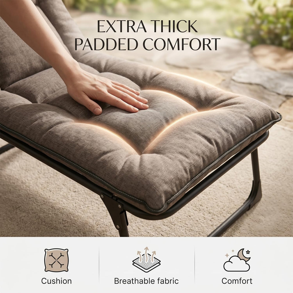 Coku Adjustable Folding Recliner Positions Bed 5-in-1 for Adults, Heavy Duty Portable Sleeping Cot with Reinforced Metal Frame, 150kg Capacity for Home, Office, Guest Room, Camping, Travel & Outdoor