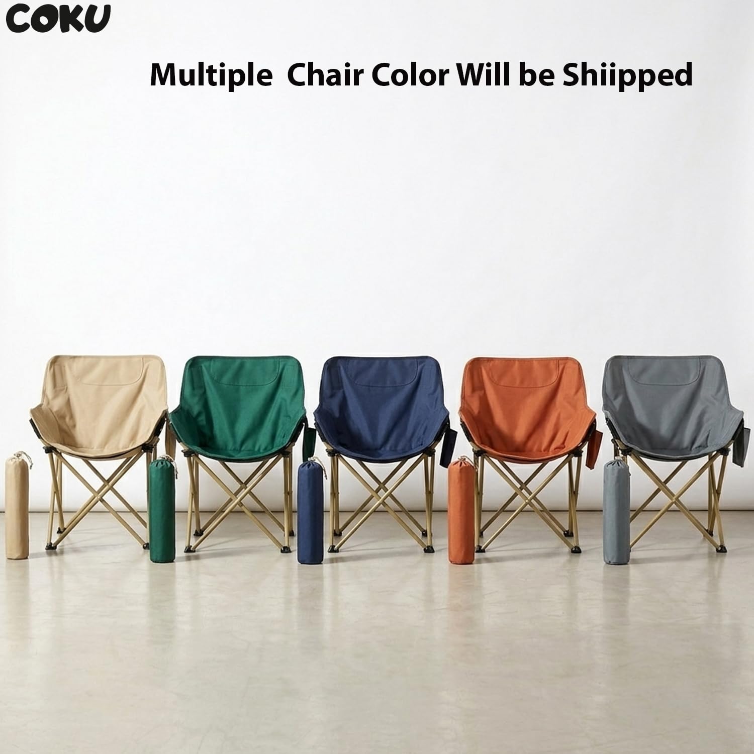 coku Foldable Camping Chair for Adults | Lightweight Portable Outdoor Chair with Side Pocket & Carry Bag | Carbon Steel Frame, 120kg Capacity | 600D Oxford Fabric for Camping, Beach & Travel