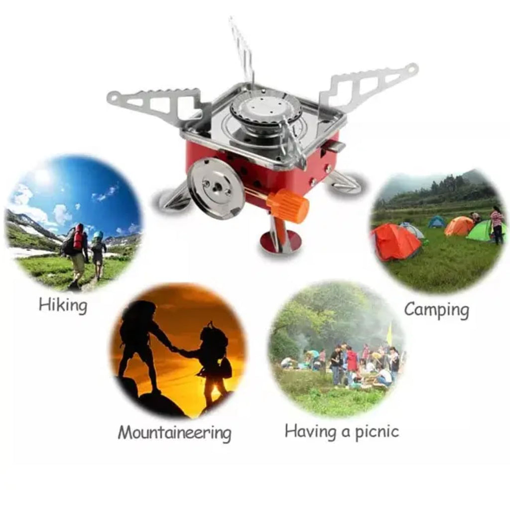 Coku Portable Camping Gas Stove with Cylinder Mini Powerful Butane Gas for Travelling Portable Lightweight Burner for Emergency Use, Hiking, Outdoor Travel Stove