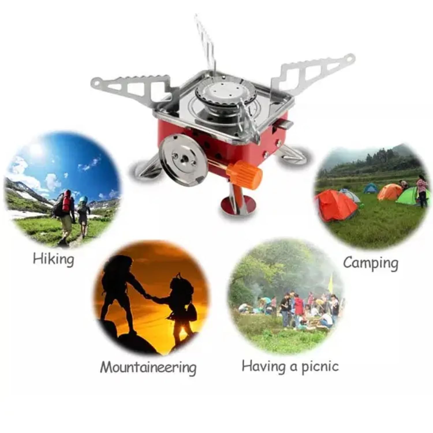 Coku Portable Camping Gas Stove with Cylinder Mini Powerful Butane Gas for Travelling Portable Lightweight Burner for Emergency Use, Hiking, Outdoor Travel Stove