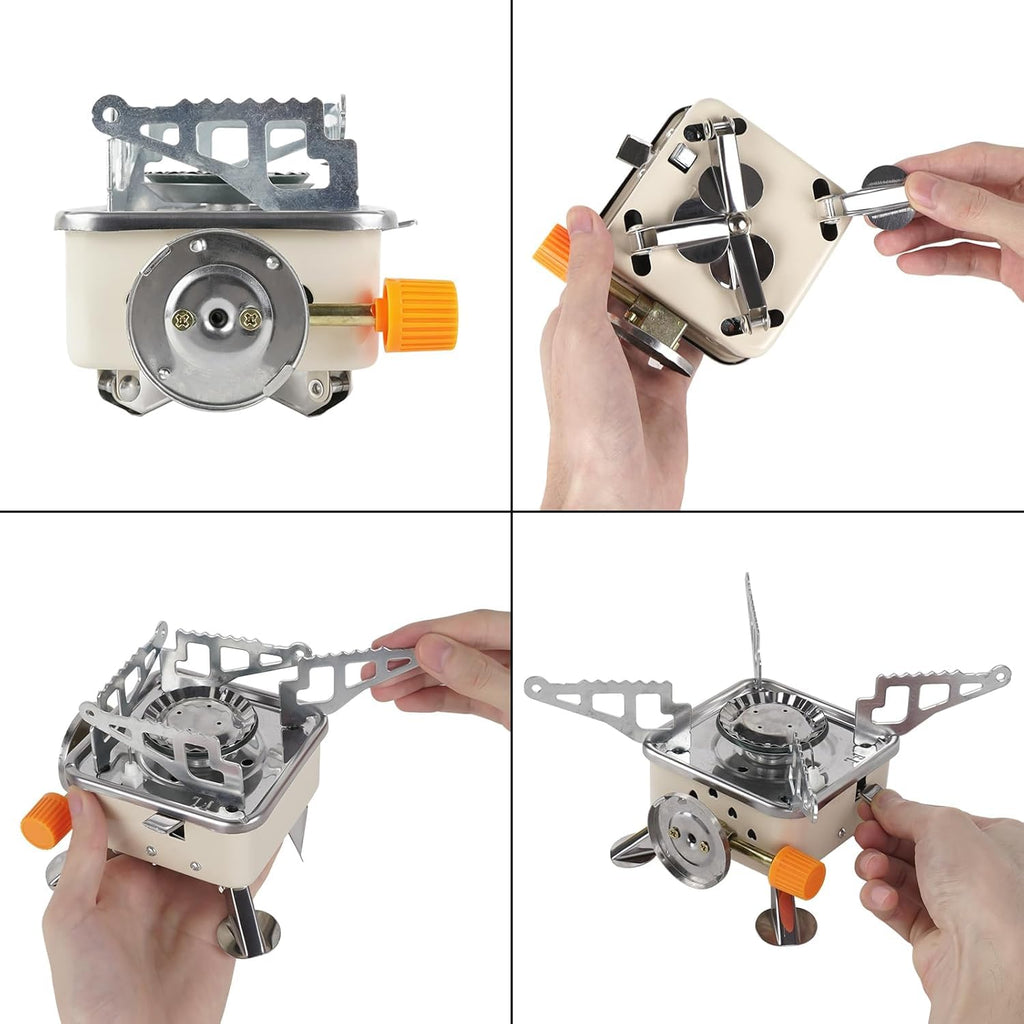 Coku Portable Camping Gas Stove with Cylinder Mini Powerful Butane Gas for Travelling Portable Lightweight Burner for Emergency Use, Hiking, Outdoor Travel Stove
