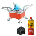 Coku Portable Camping Gas Stove with Cylinder Mini Powerful Butane Gas for Travelling Portable Lightweight Burner for Emergency Use, Hiking, Outdoor Travel Stove