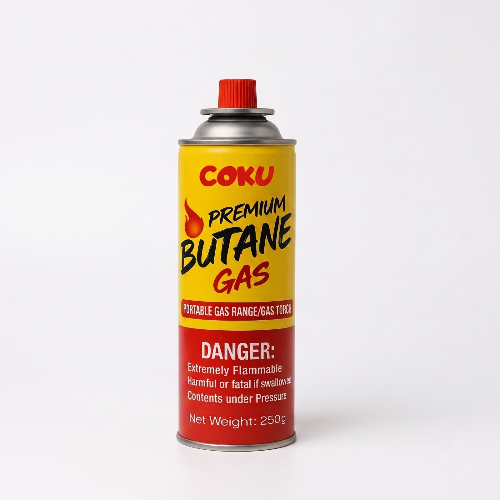 Coku Butane Gas Refill Canisters 250g - Portable Butane Fuel for Camping Stove, Gas Burner, BBQ, Kitchen, Outdoor Cooking, Travel & Picnic – Compatible with Butane Gas Stove