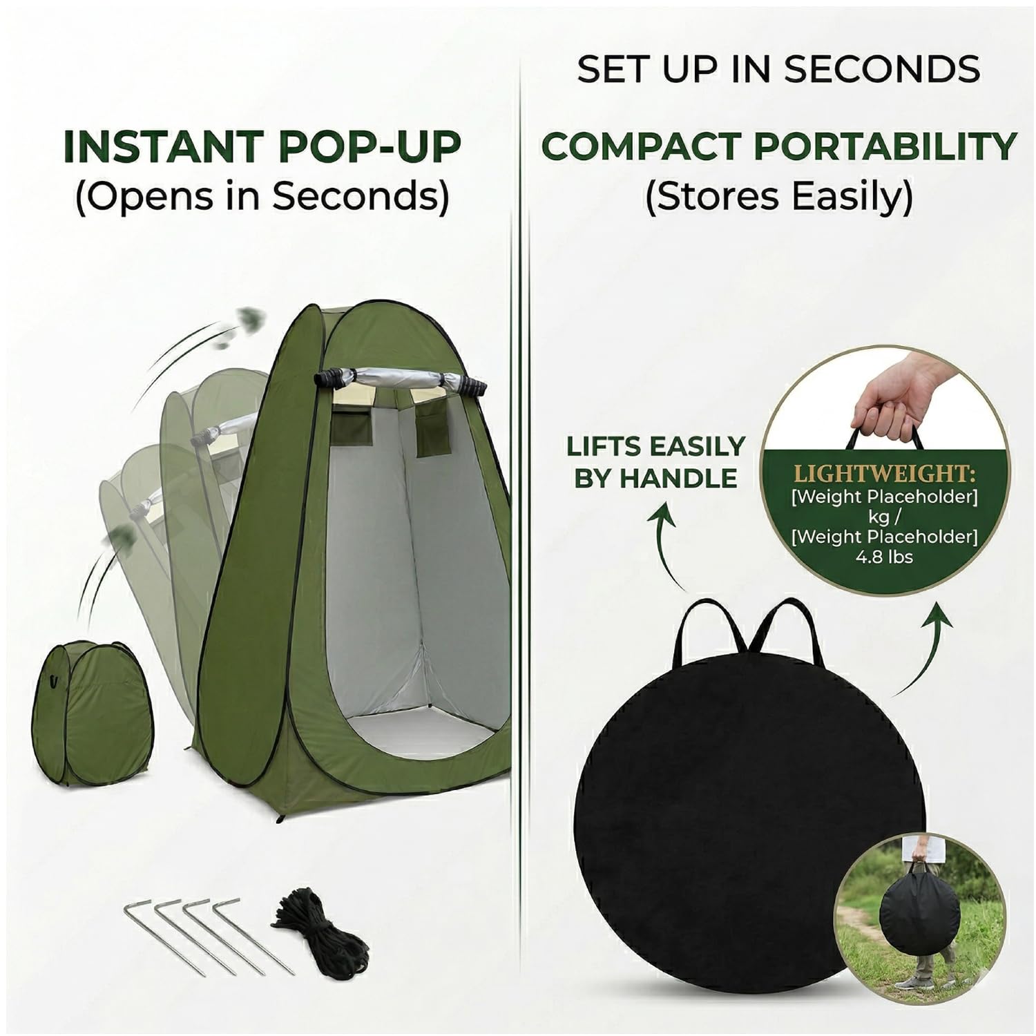 Coku Privacy Shower Tent, Pop-up Portable Camping Tent, Outdoor Toilet Changing Dressing Room, Instant Privacy Shelter for Picnic Waterproof Bathroom