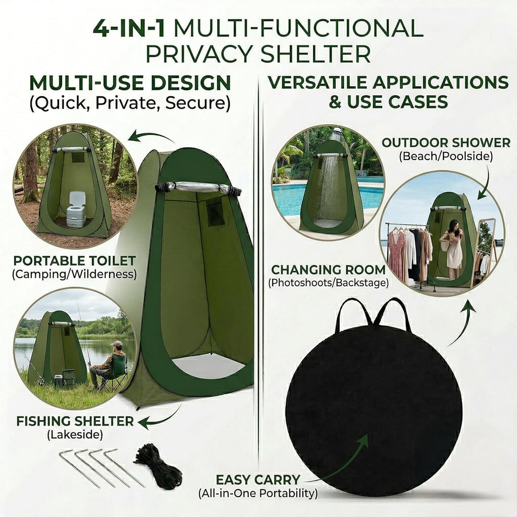 Coku Privacy Shower Tent, Pop-up Portable Camping Tent, Outdoor Toilet Changing Dressing Room, Instant Privacy Shelter for Picnic Waterproof Bathroom