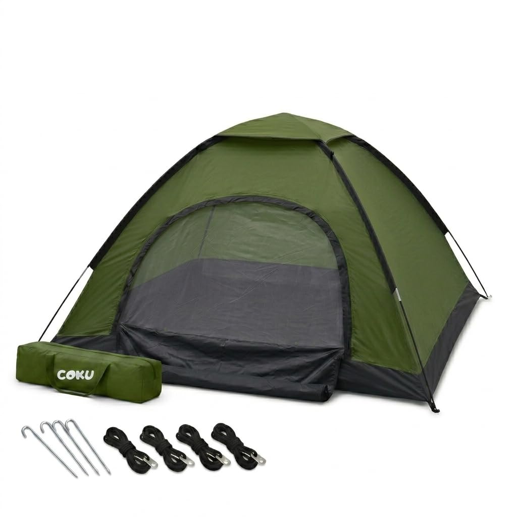 Coku Camping Tent Lightweight Backpacking Dome Tent with Mosquito Net, Waterproof Outdoor Tent, Easy Setup for Camping, Hiking, Trekking, Picnic, Travel (Random Color)