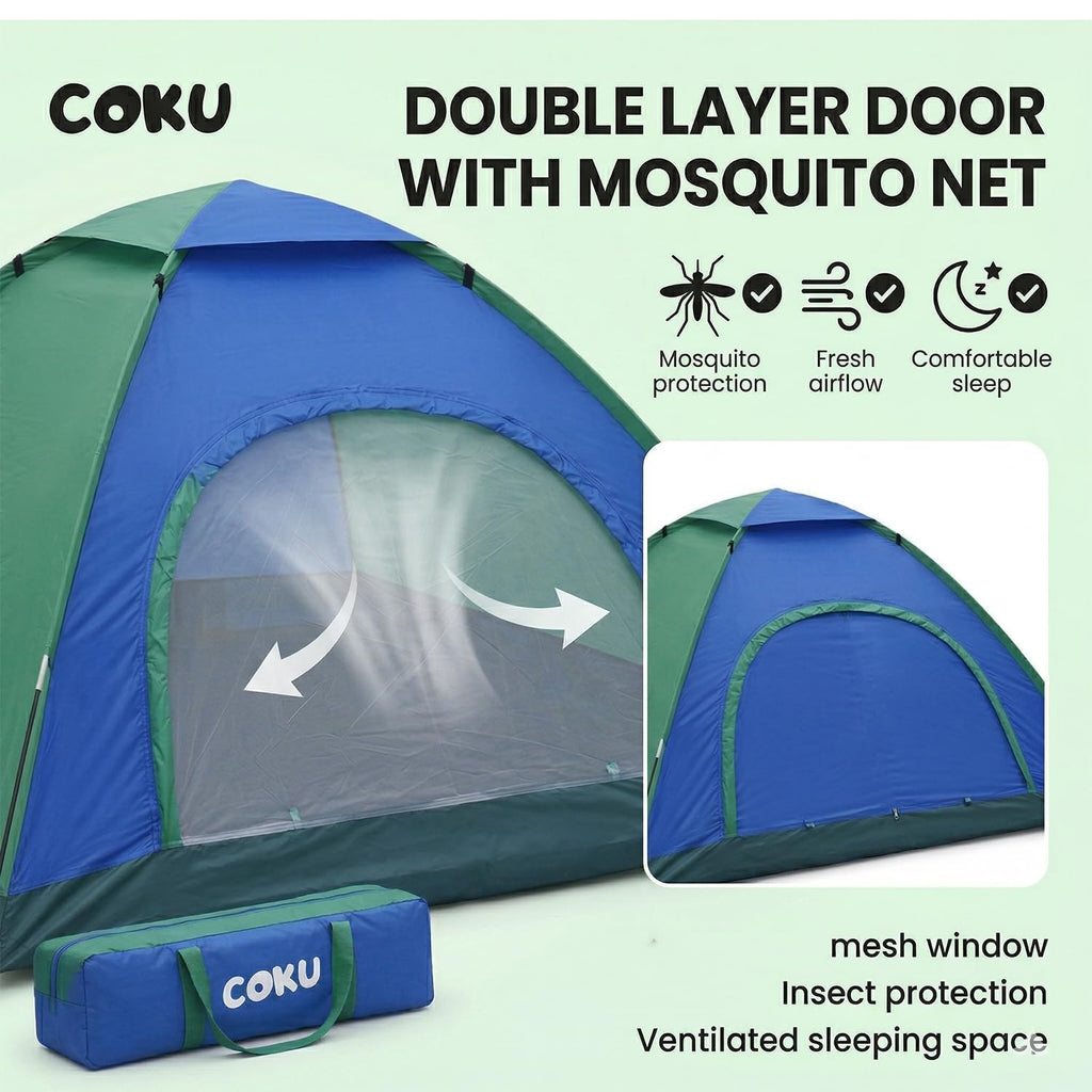 Coku Camping Tent Lightweight Backpacking Dome Tent with Mosquito Net, Waterproof Outdoor Tent, Easy Setup for Camping, Hiking, Trekking, Picnic, Travel (Random Color)
