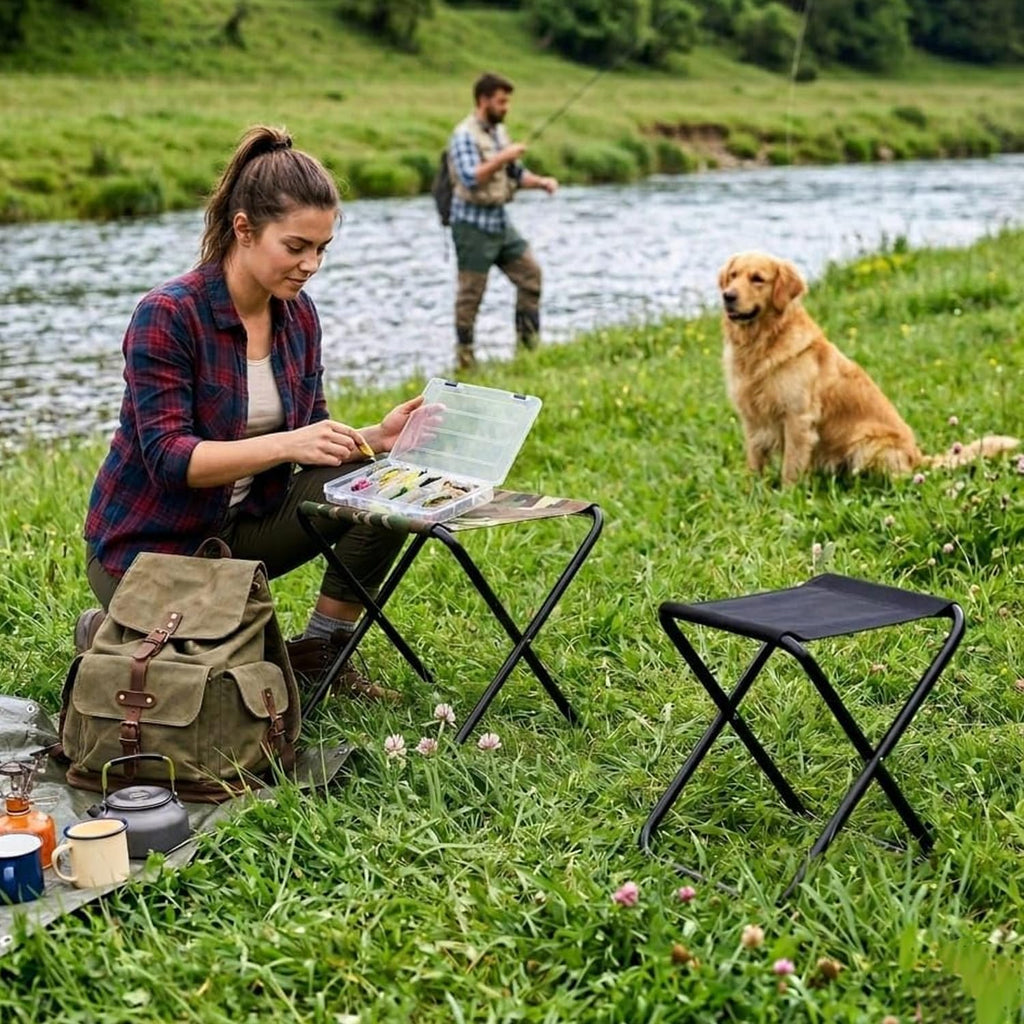 coku Lightweight Folding Camping Stool, Soft Comfortable Portable Outdoor Chair Compact Foldable Travel Stool for Camping, Hiking, Fishing, Picnic, Beach, Garden and Other Outdoor Activities
