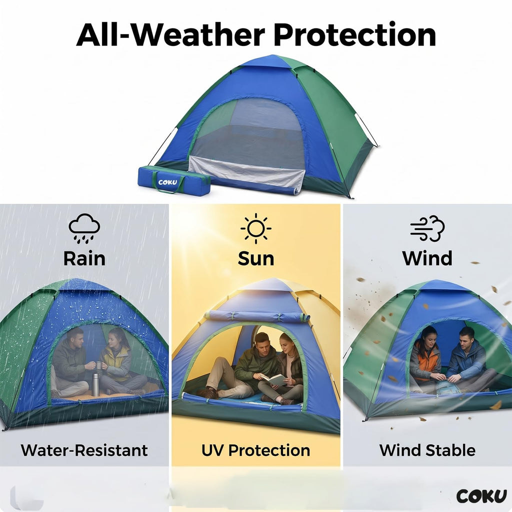 Coku Camping Tent Lightweight Backpacking Dome Tent with Mosquito Net, Waterproof Outdoor Tent, Easy Setup for Camping, Hiking, Trekking, Picnic, Travel (Random Color)