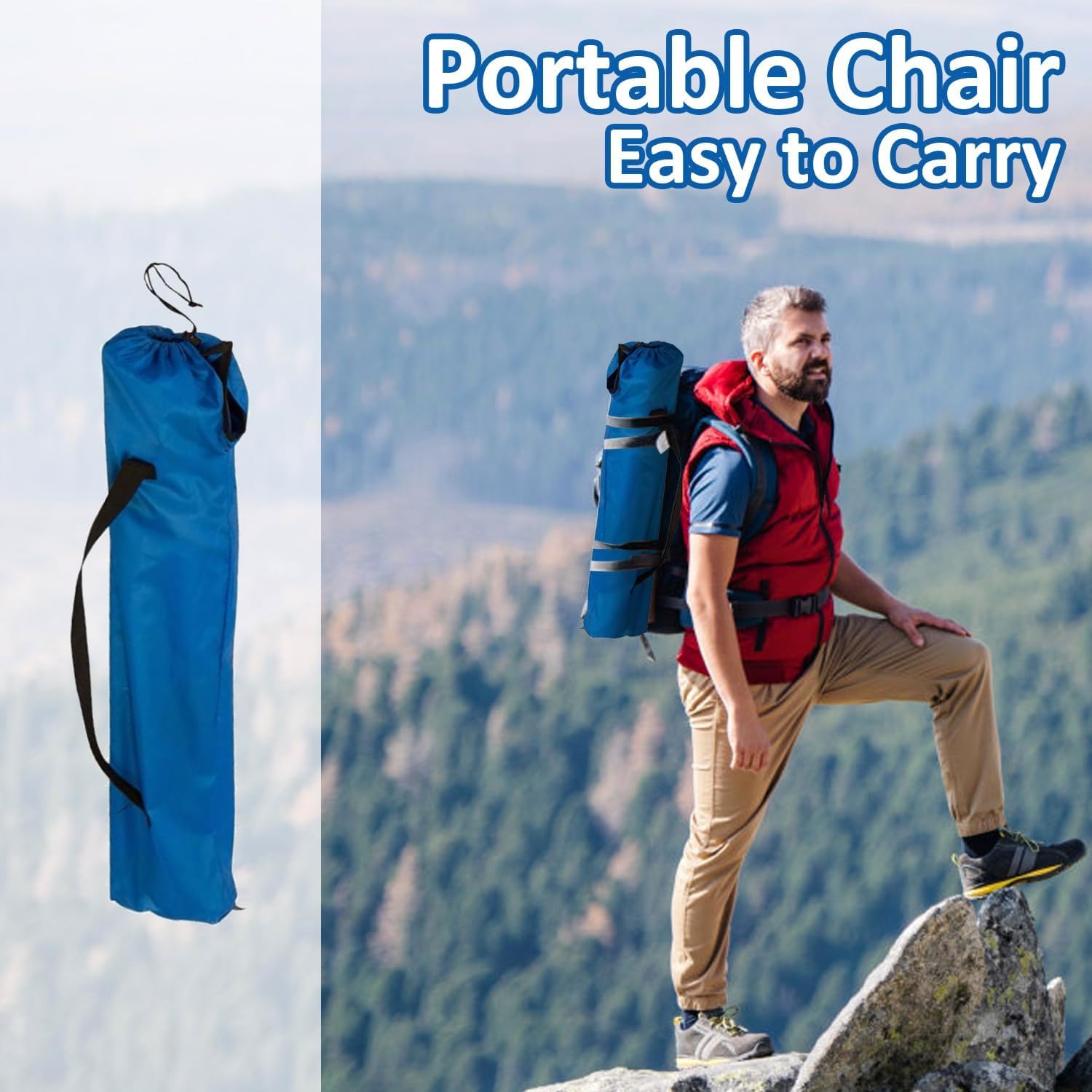 coku Portable Folding Camping Chair with Cup Holder, Heavy Duty Steel Frame, Lightweight Outdoor Chair with Carry Bag for Camping, Beach, Fishing, Picnic & Garden Use