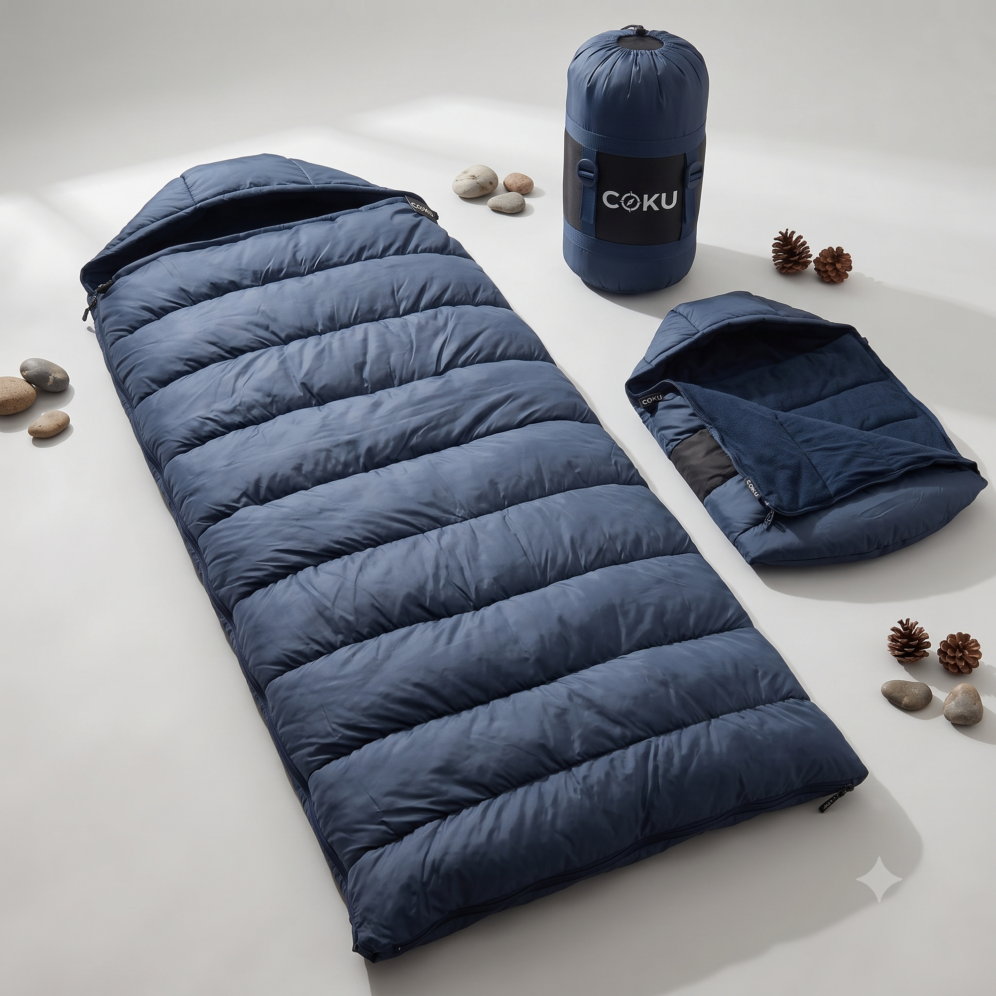 Coku Camping Sleeping Bag for Adults| Lightweight Waterproof Bag with Hood for 0°C to +5 °C | Portable & Compact Bed with Carry Bag for Travelling, Trekking & Hiking