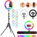 Coku 10 inch RGB RingLights with Stand 7 Feet Tripod Stand for Phone & Camera (Multicolor)