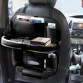Car Backseat Organizer with Tablet Holder Storage Pockets PU Leather Car Storage Organizer with Foldable Table Tray (Black)