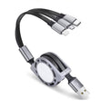 3 in 1 Retractable 3.0A Fast Charging Cable (Multicolor)